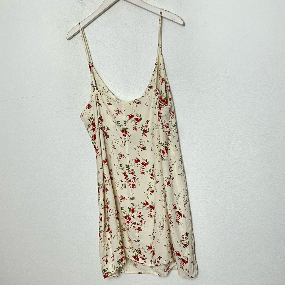 Reformation Marlowe Cream Red Floral Slip Mini Dress Size XL - Picture 7 of 7